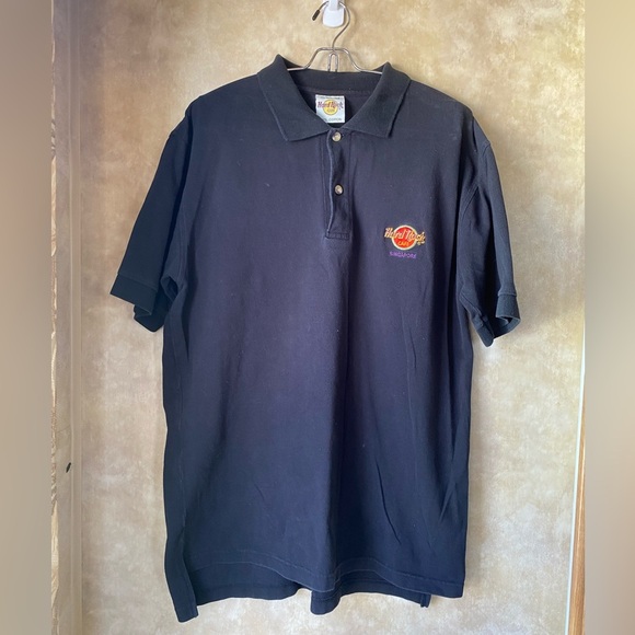 Hard Rock Cafe Other - Hard Rock Cafe Singapore Vintage Faded Black Polo Shirt Y2K Cotton